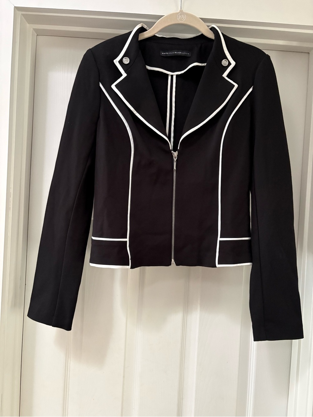 White House Black Market Black Piped Zip Blazer